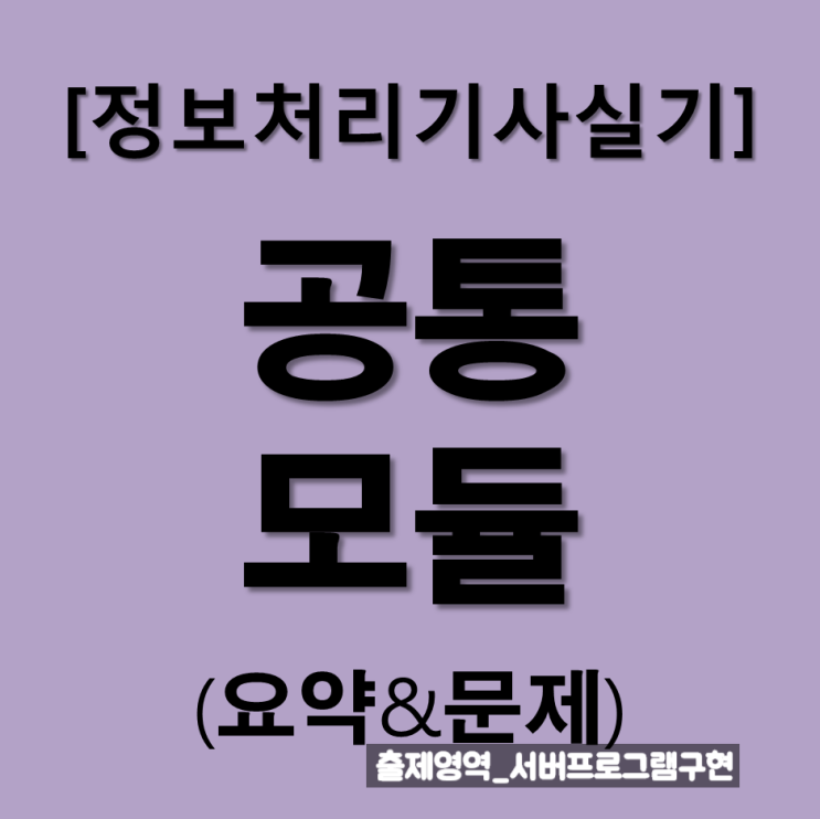  정보처리기사실기 공통모듈 : 요점정리와 문제