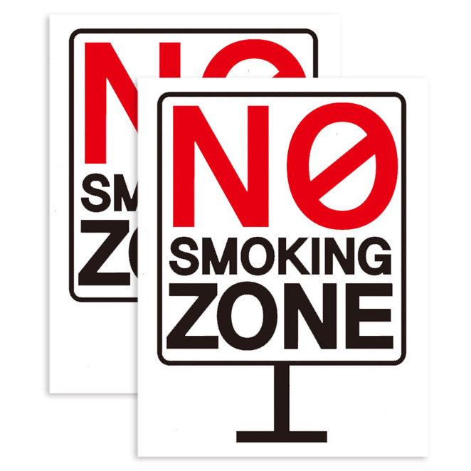  <최저가>뭉키데코 심볼 네모 NO SMOKING ZONE 금연스티커, 블랙 + 레드, 2개 꿀정보예요~
