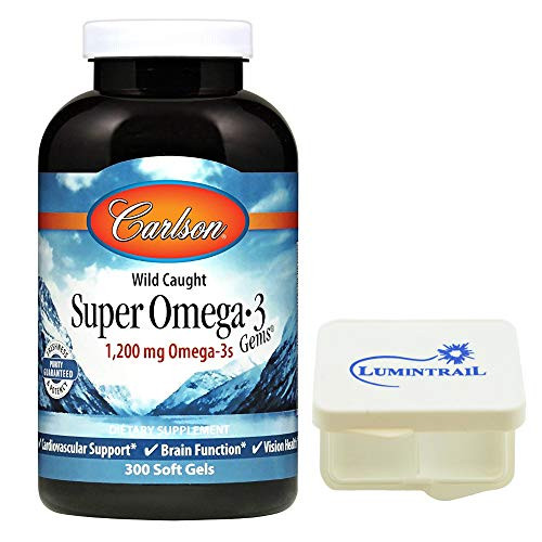  [강추] Carlson Super Omega 3 Gems Fish Oil 1200 mg Omega 3s 130 Soft Gels Bundle with a Lumintrail Pill Case, 본문참고, Size = 300 Soft Gels 가격은?