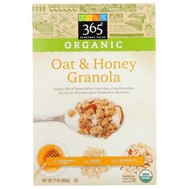 [강추] 365 Everyday Value 오가닉 오츠 허니 그래놀라 Organic Oat & Honey Granola 17oz(482g) 2팩, 1개 가격은?
