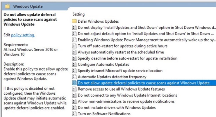 Windows 10 PC가 WSUS 로 부터 Windows 업데이트가 되지 않음
