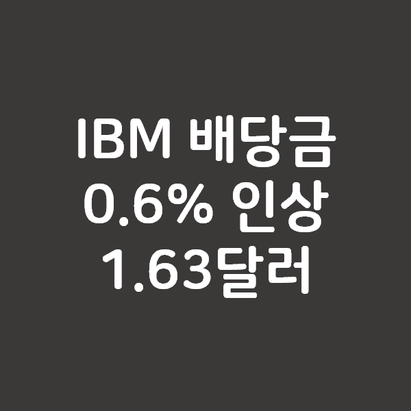 IBM 배당금 0.6% 인상 - 1.62 달러에서 1.63달러로!