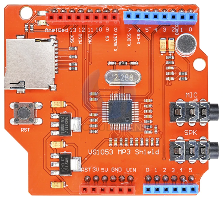 Arduino MP3 Shield Board with TF Card Slot (VS1053B MP3 Shield Board) Arduino MP3 Shield Board with TF Card Slot (VS1053B MP3 Shield Board)