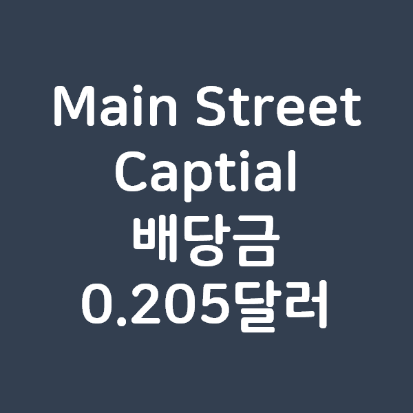 Main Street Captial 배당금 0.205달러로 유지합니다.