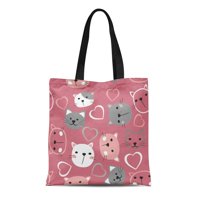 [강추] laddke 캔버스 토트백 그린 패턴 고양이 얼굴 핑크 귀요미 추상아기 내구성 재사용 가능한 어깨 잡화 봉지 가격은?