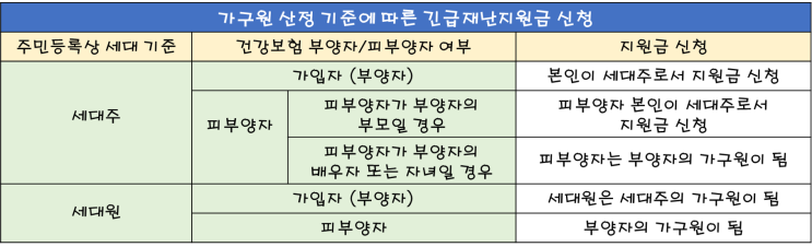  세대주? 피부양자? 헷갈리는 긴급재난지원금 가구원 산정 기준과 신청부터 지급까지 간단 정리
