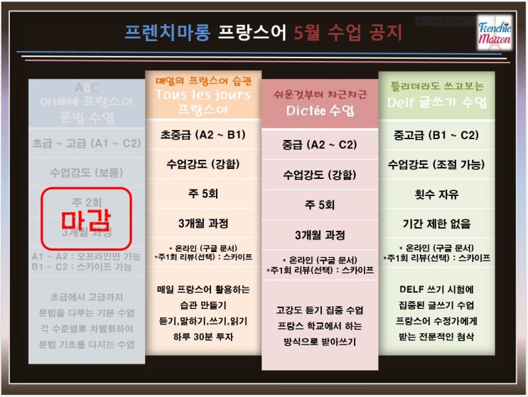 '20년 5월 프랑스어 수업 공지