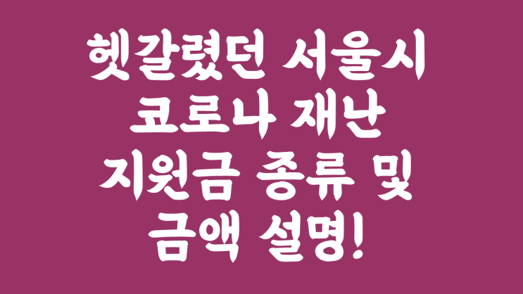 헷갈렸던 서울시 코로나 재난 지원금 종류 및 금액 설명! 알짜배기사이트 ‘코로나19 지원금 계산기’ 간편조회도 공유합니다.