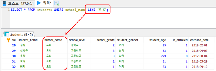  SQL LIKE, NOT LIKE, 와일드카드