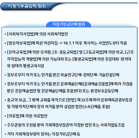 세법상 공익법인 등의 범위 - 3번째 내용 세법상 공익법인 등의 범위 - 3번째 내용