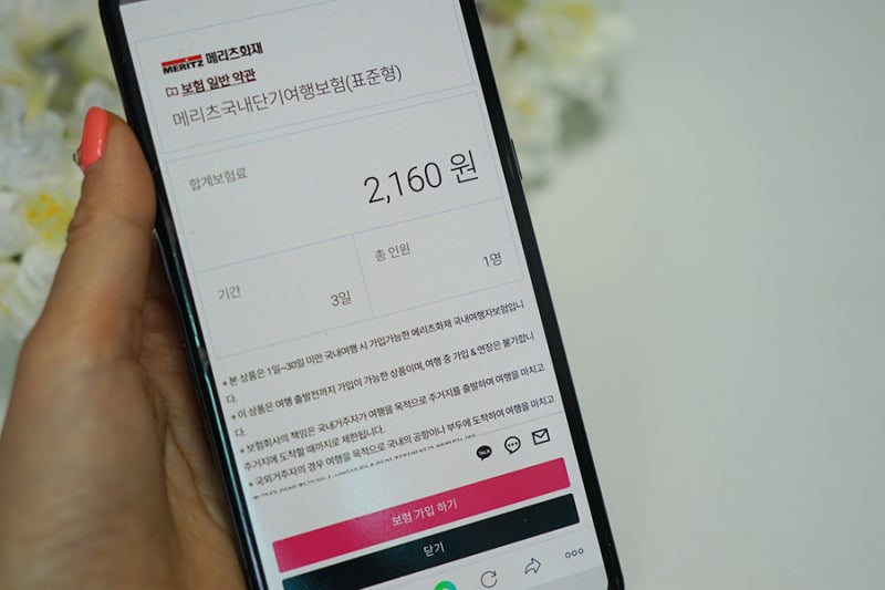 국내여행자보험 표준형 기본구성담보~★