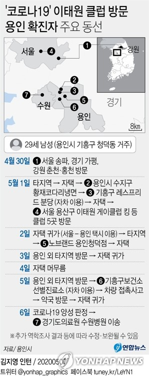  [속보]용인 기흥구 청덕동 66번 이태원 클럽 확진자 이동동선