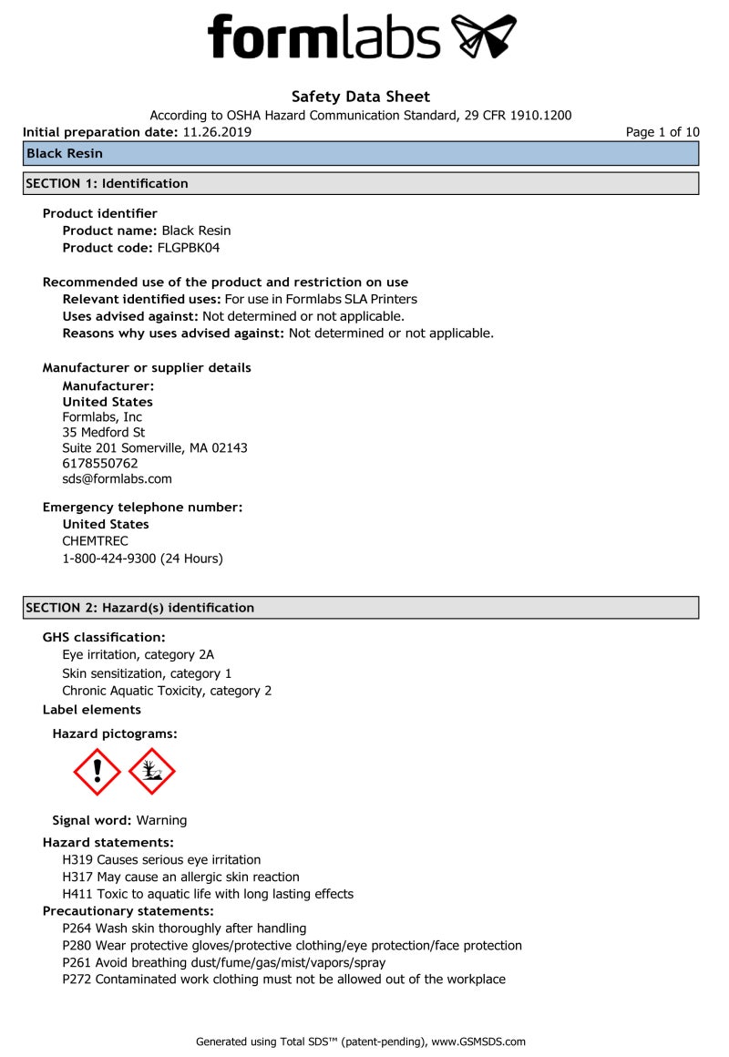 Formlabs materials safety data 52 off