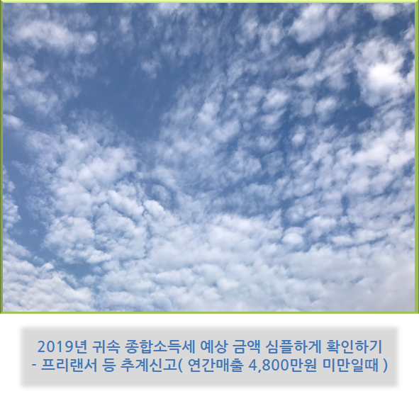 2019년 귀속 종합소득세 예상 금액 심플하게 확인하기 - 프리랜서 등  추계신고( 연간 매출액 4,800만 원 미만일 때 )
