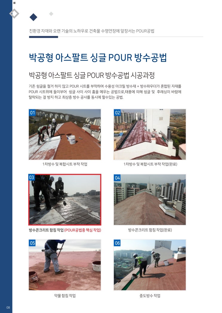  아스팔트싱글 지붕 보수 및 방수공법 'POUR공법'