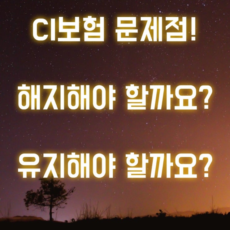  CI보험 문제점, CI종신보험 해지해야 할까요? 유지해야 할까요?