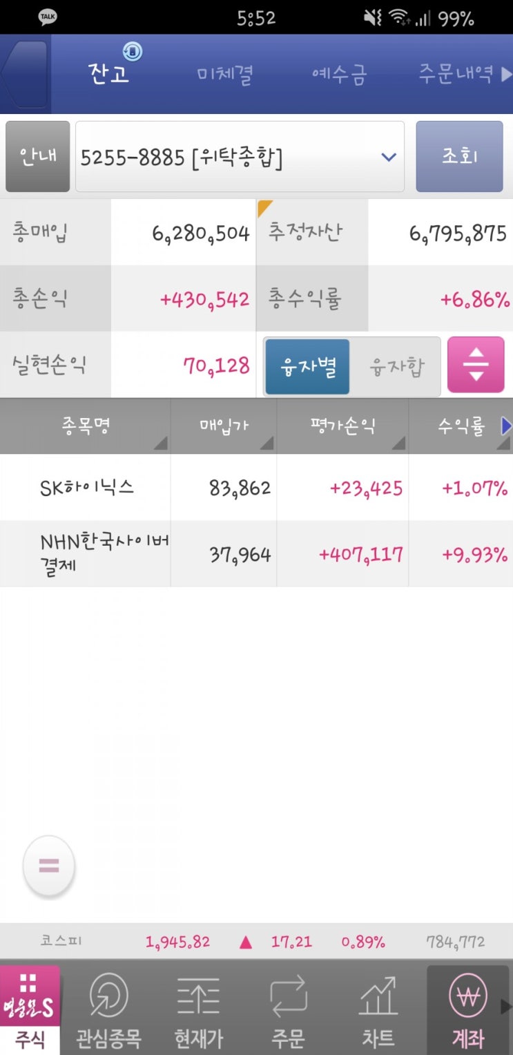  5월 8일 금요일 - 네이버 다 팔고 하이닉스 매수