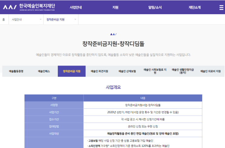  상반기 예술인 창작준비금지원사업 결과가 발표되었습니다