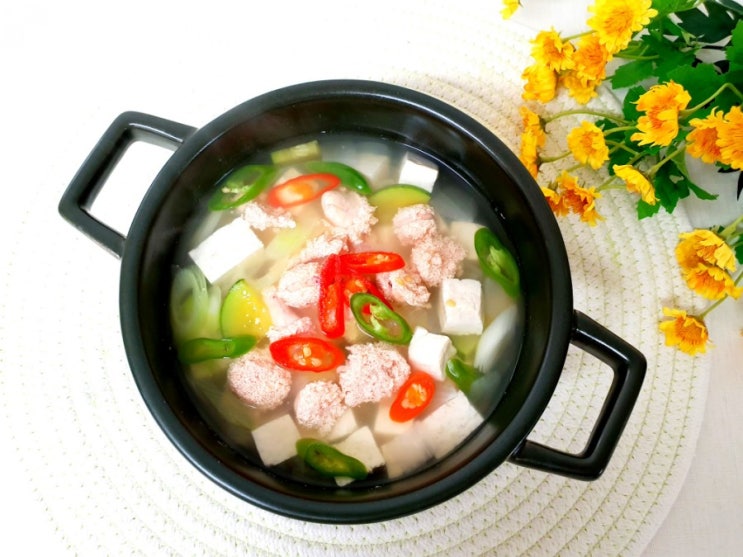  쉽고 빠른 국물요리 ~ 명란 두부찌개 , 깔끔하고 시원한 맛이 일품