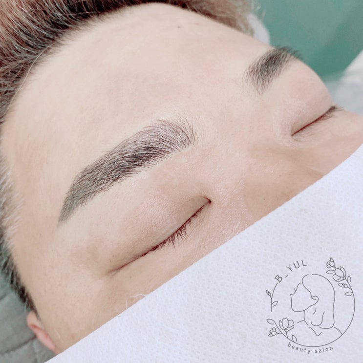  광주 남자눈썹문신 : 콤보눈썹 전 후 (비대칭 교정)