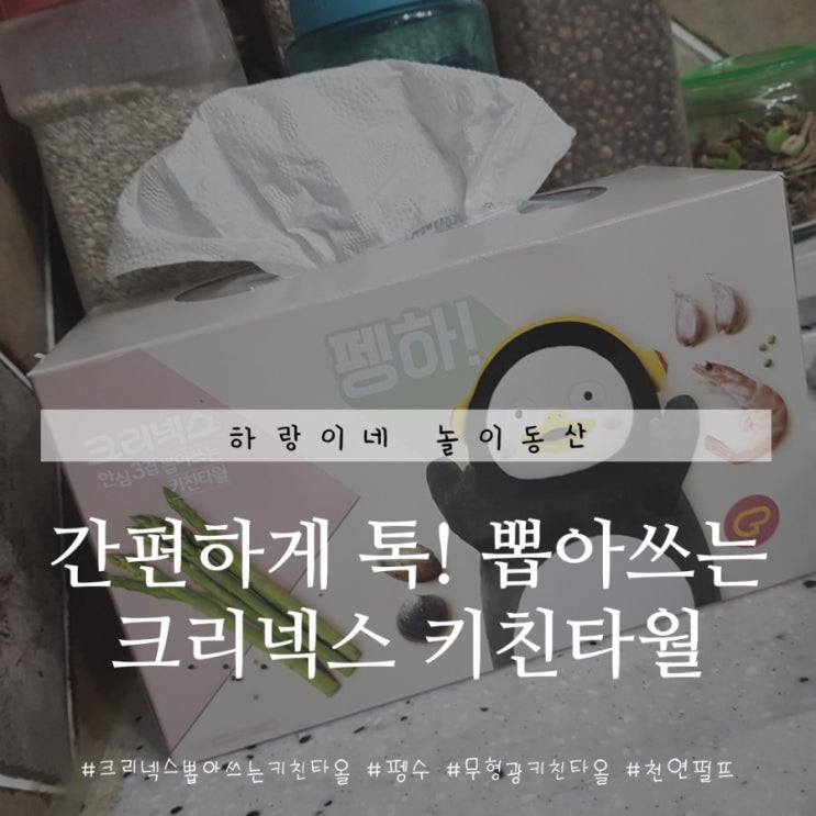  뽑아쓰는키친타올 크리넥스안심키친타월 펭수에디션