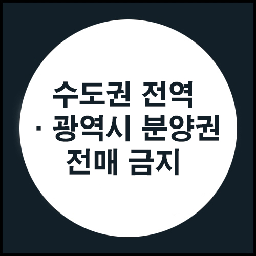  수도권 전역, 광역시 아파트분양권 전매 금지