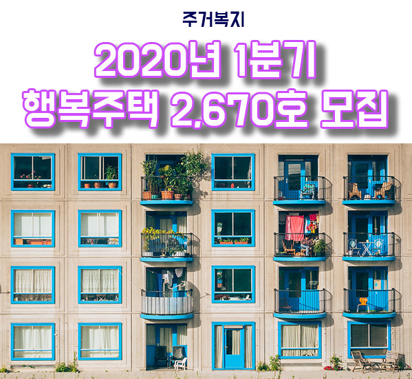 2020년 행복주택 1분기 모집 전국 2670호 공급(공급지역, 입주자격)