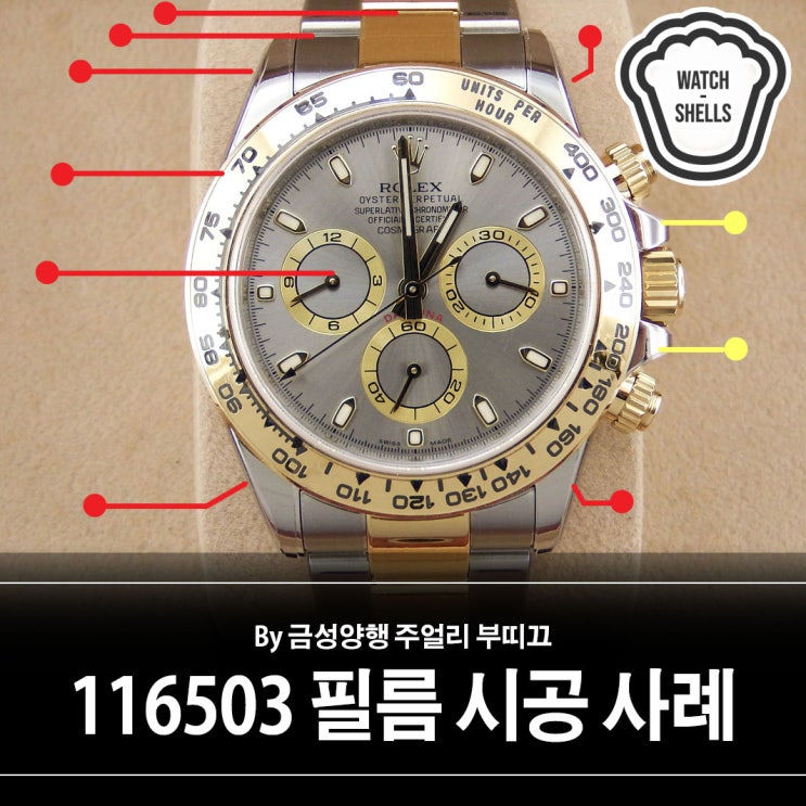 [워치쉘] 롤렉스 데이토나 콤비 116503 PPF 시계 보호 필름 시공 사례