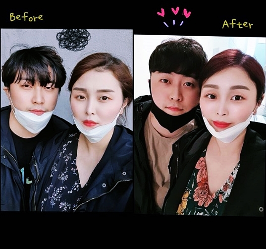  출산전 톤다운염색 &남자펌, 금천구 시흥사거리 미용실 추천 - 마레헤어