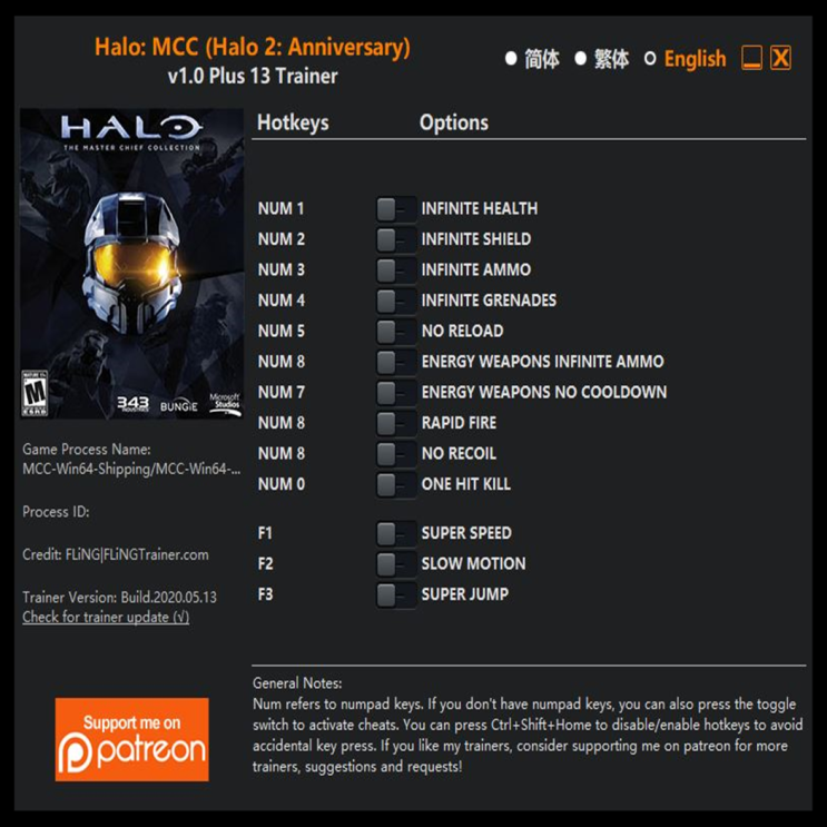  200514-헤일로 더 마스터 치프 컬렉션 트레이너 (Halo The Master Chief Collection Trainer v1.0 +13)3DM