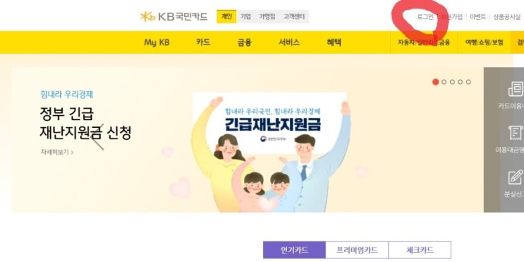  긴급 재난 지원금 국민카드로 신청후 사용방법 그리고 포인트 확인 방법
