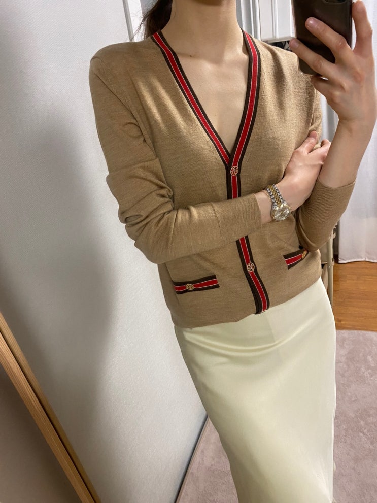  토리버치 가디건 백화점 언박싱 tory burch 가디건 5월여자결혼식하객패션 데일리룩으로 찰떡