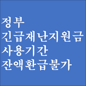  정부 긴급재난지원금 사용기간 확인은 필수(잔액환급불가)