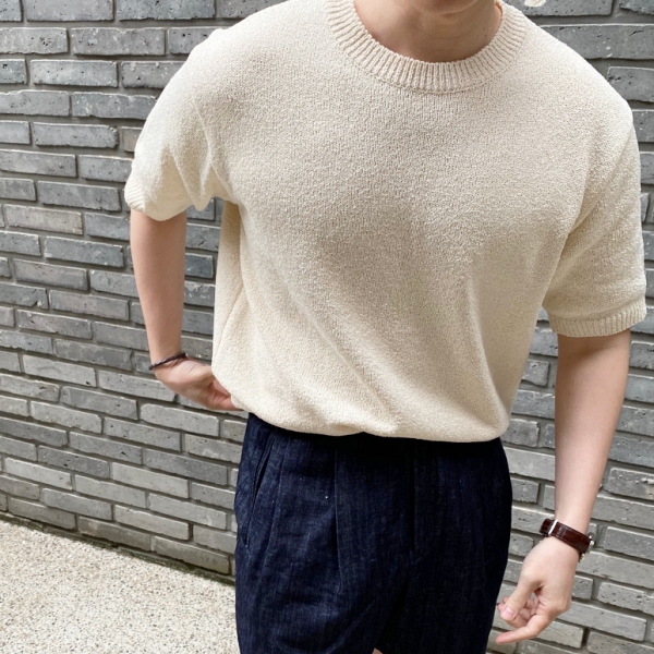  남자 여름 라운드 린넨 반팔 니트 추천