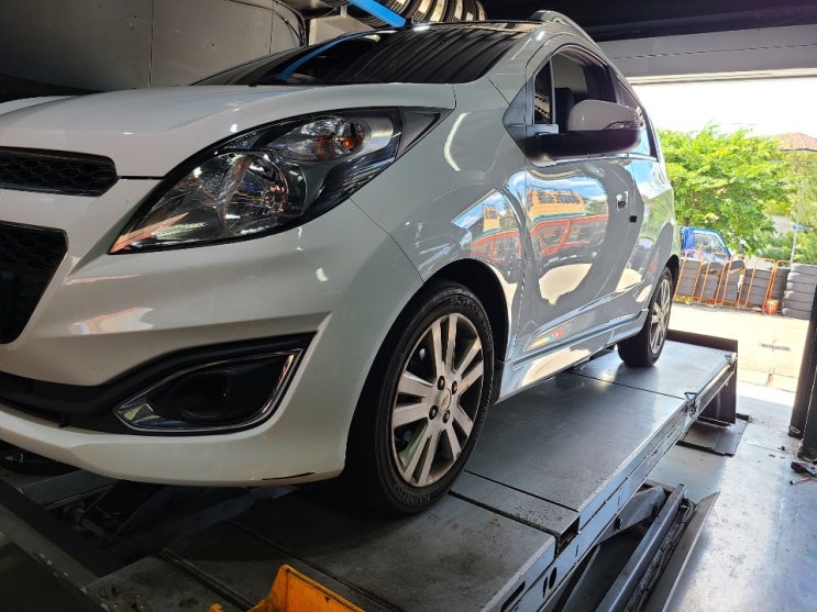  분당 판교 타이어 싼 곳 쉐보레 스파크 차량 15인치 타이어 추천 한국타이어 키너지 EX 165/60R15 타이어 교체 작업 재난지원카드 사용가능 ^^
