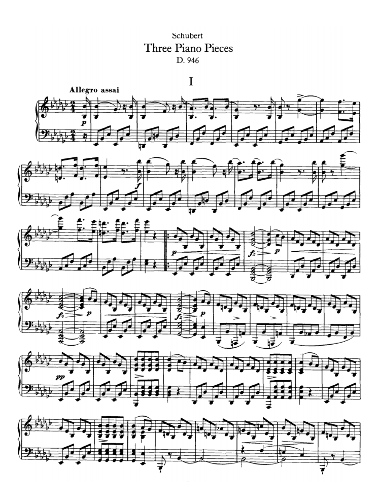 슈베르트 3개의 피아노 소품 3 Piano Pieces D.946 악보