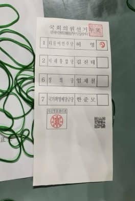  선관위 지정 형식 벗어난 투표지