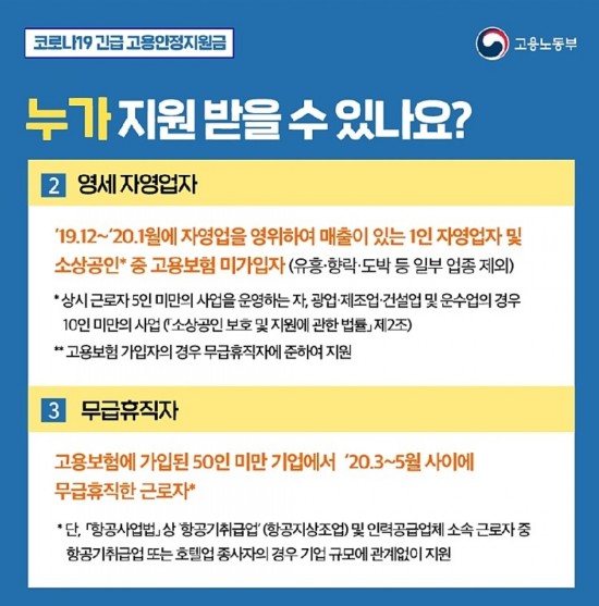 코로나 19 긴급 고용안정 지원금 ~ 언남동 마북동 구성초서문 한솔플러스영어오즈학원