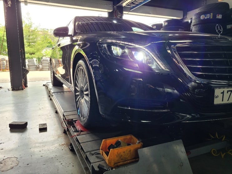  벤츠 S클래스 19인치 타이어 추천 피렐리 피제로 245/45R19, 275/40R19 타이어 교체 작업 휠얼라인먼트