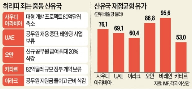 돈줄 마른 '석유왕국'…수조원 프로젝트 잇단 포기