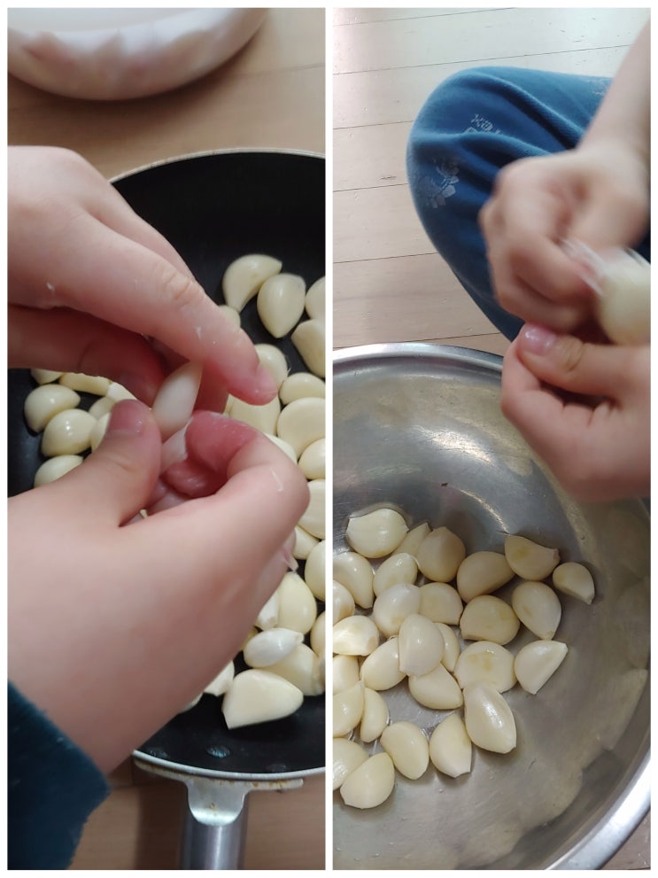  일꾼 아이들 마늘까기와 간장장아찌