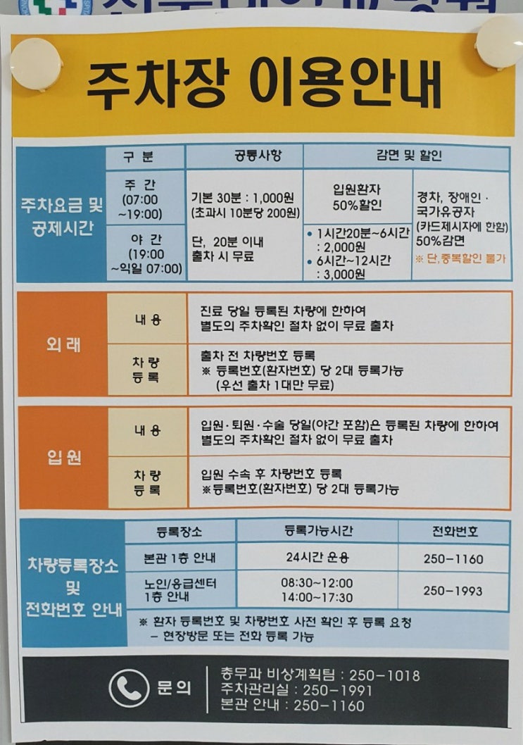  전북대학병원 주차장, 무료 주차시간 및 할인요금 안내