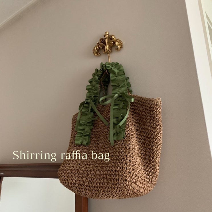  Shirring raffia bag