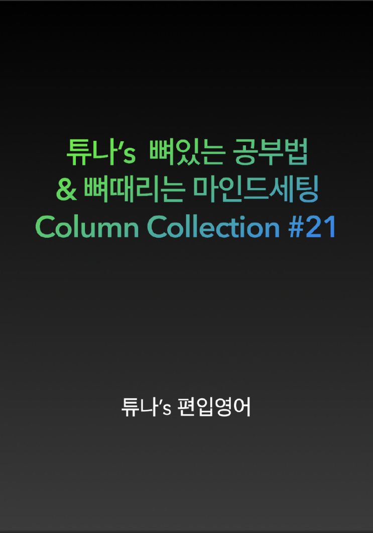  [튜나편입  8년 칼럼액기스]   튜나’s  뼈있는 공부법  & 뼈때리는 마인드세팅 Column Collection #21 판매