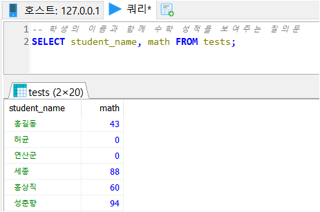 SQL 주석 달기