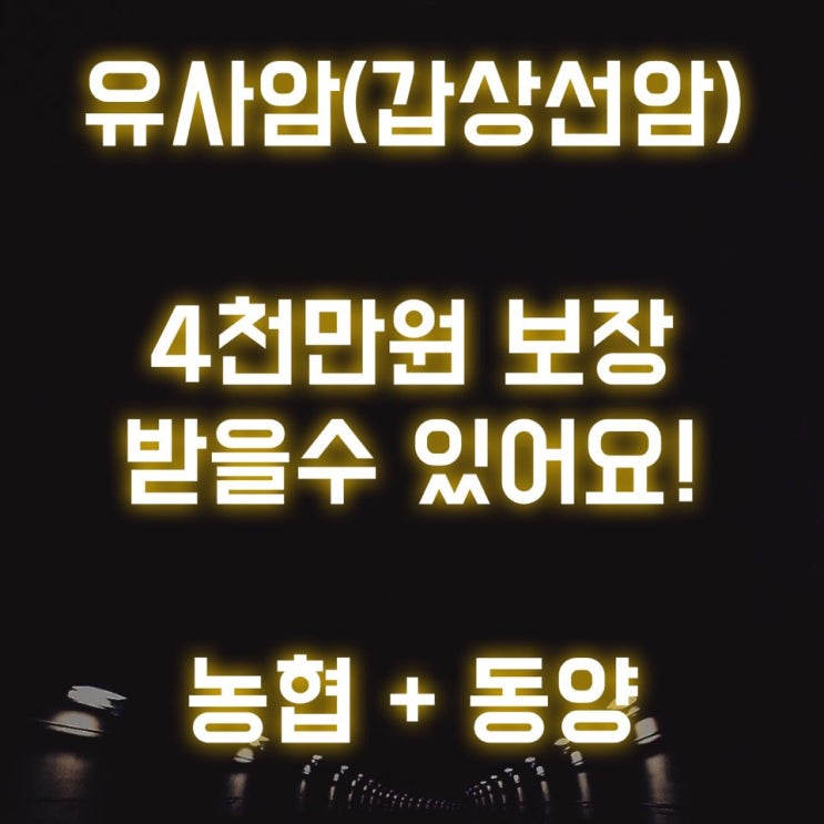  NH농협 보험을 기본으로 유사암 4천만원 만들기!! 동양생명 조합