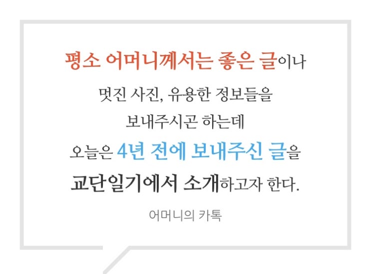 슬쌍디아빠 교단일기 FILE 012 / 어머니의 카톡