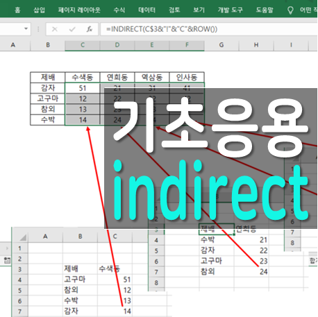  엑셀 indirect 함수 기초사용법