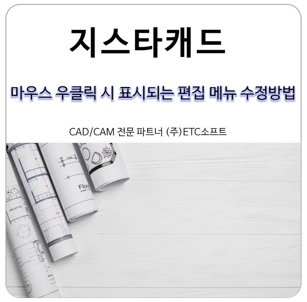 지스타캐드에서 마우스 우 클릭으로 표시되는 편집 메뉴 수정 방법