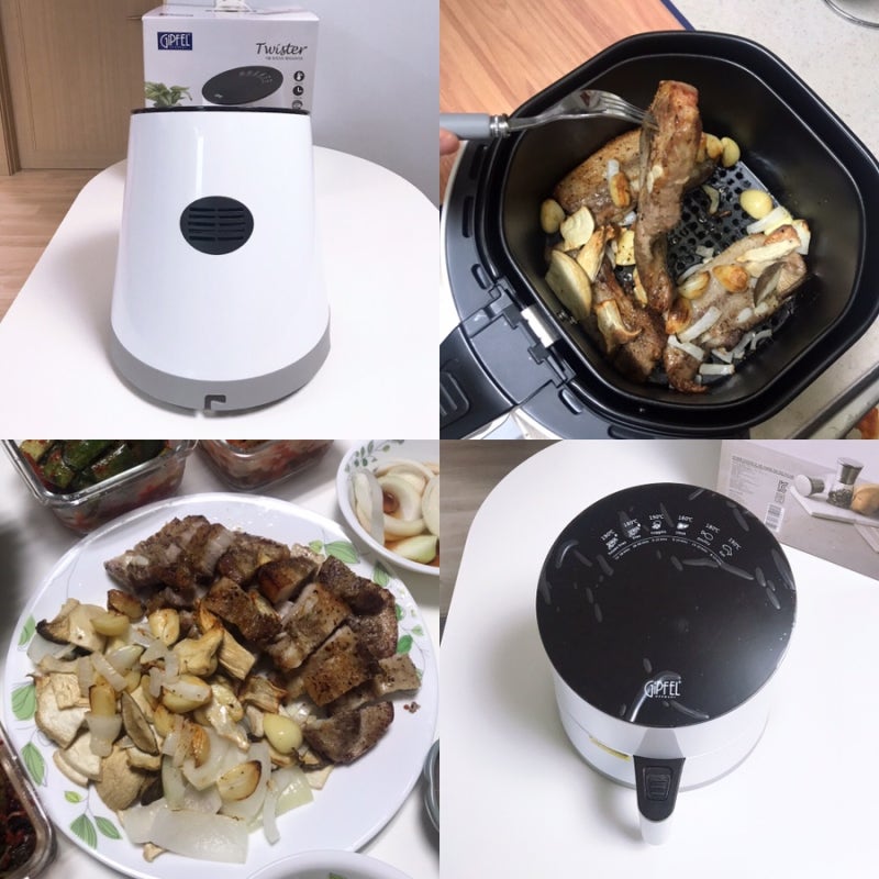 [R]기펠 트위스터 에어프라이어 : 기펠 3.6L 대용량 에어프라이어 /에어프라이어 삼겹살 조리....